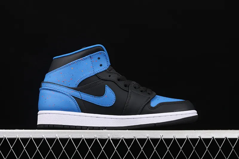 All categories Air Jordan Jordan series basketball shoes Air Jordan 1 Mid Air Jordan 1 Mid AJ1 Joe 1 inkjet black and blue Zhongbang basketball shoes 554724-048